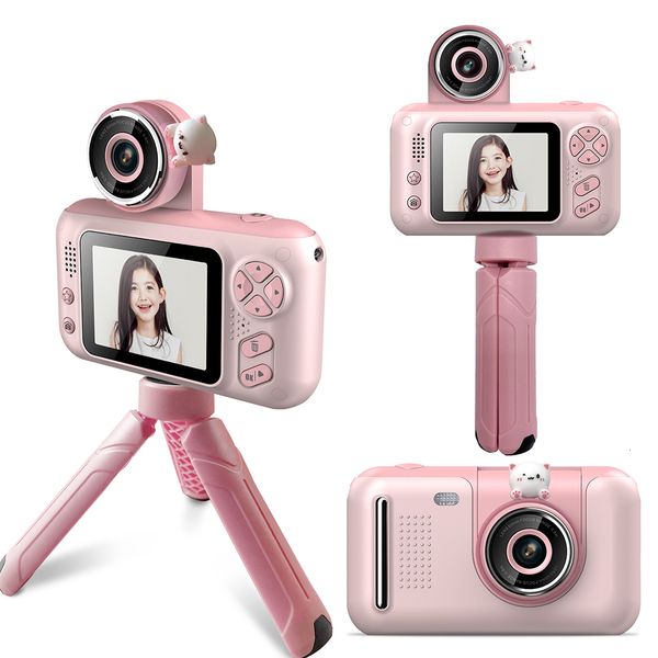 Treppiedi Cute Kids Camera Bambini Fotocamere digitali Schermo HD da 2,4 pollici Fotocamera Poographer Giocattoli educativi Videoregistratore Regalo di compleanno 230419