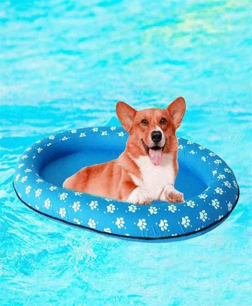Footprint aufblasbares Schwimmbad für Hunde, schwimmendes Floßbett, Wasserspielkissen H0415242U2068782