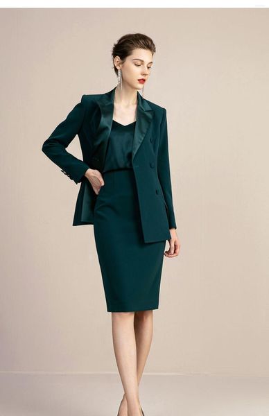 Calças de duas peças femininas Terno feminino Profissional Dark Green Use Capaz Moda de Moda de ponta de gestão britânica Gerenciamento de estilo britânico