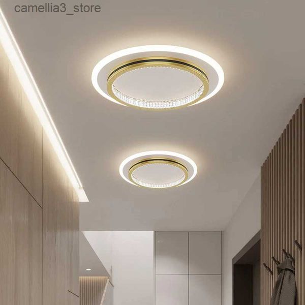 Plafoniere Plafoniere moderne a LED per ingresso domestico Apparecchi di illuminazione per interni con paralume in cristallo Luci rotonde quadrate Luminaria Q231120