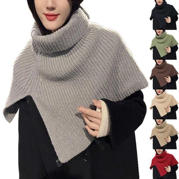 Шарфы женские однотонные с разрезом и высоким воротником шаль вязаный шарф теплый пуловер шерстяной атласный шарф для волос лыжный