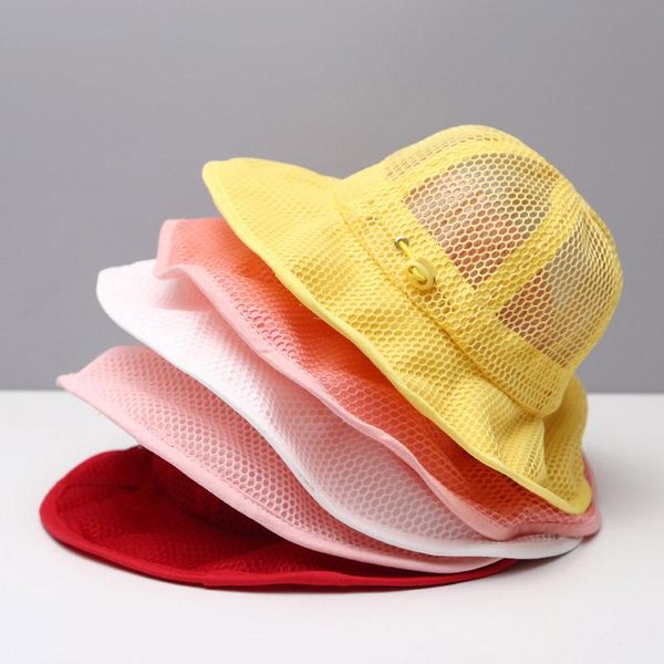 Cappelli Cappellini Protezione solare per bambini con cappello a secchiello a rete Ragazza Tinta unita Traspirante Sole Estivo Ragazzo Pescatore regolabile all'aperto