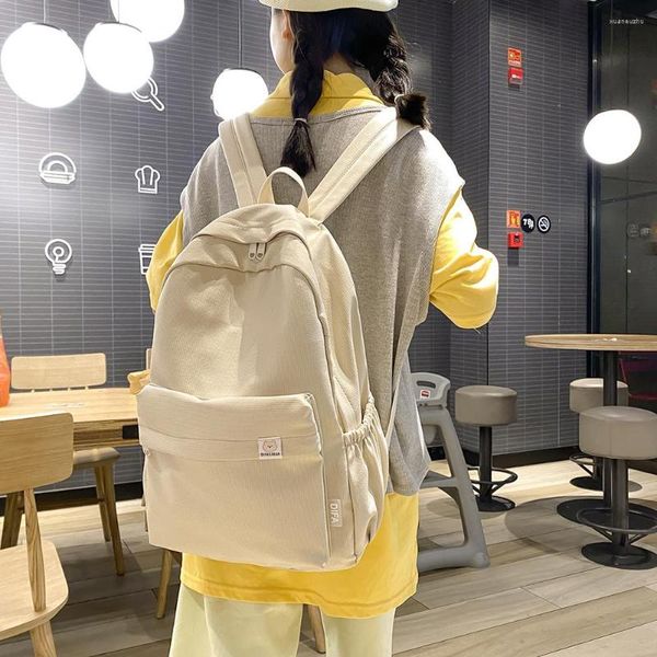 Bolsas escolares simples clássico mochila adolescentes meninas garotas sólidas estudantes de grande capacidade