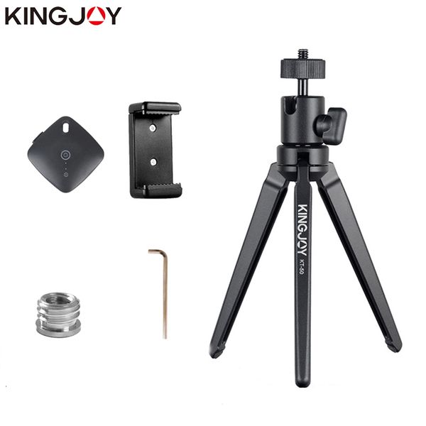 Tripés Kingjoy Officia KT-30M5 Mini tripé de alumínio para o suporte da câmera do telefone com o titular do smartphone móvel de cabeça de bola Flexível 230419