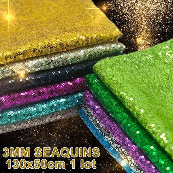 Tessuto 3MM Tessuto con paillettes Maglia densa Pezzo caotico Decorazione di nozze Sfondo di scena Panno Abbigliamento Abito in tessuto Tovaglia 130X50CM 230419