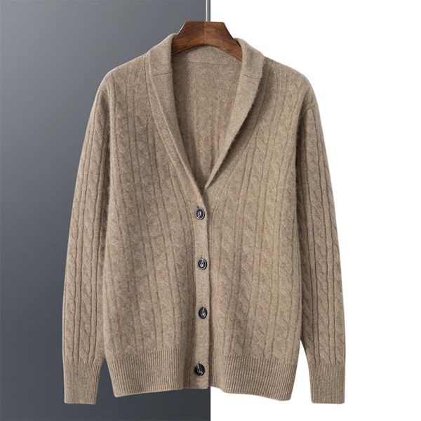 Maglioni da uomo ZOCEPT Maglione di cashmere addensato di alta qualità per uomo Inverno morbido caldo maglione uomo collo a scialle cardigan a maniche lunghe 231118