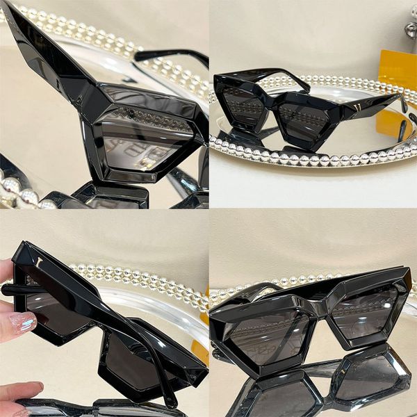 Hochwertiger rechteckiger Cat-Eye-Rahmen des Designers aus Acetat. Die Cut-Sonnenbrille für Herren und Damen mit Buchstabenkreisen am Innenscharnier Z1746U, lässiger Urlaub