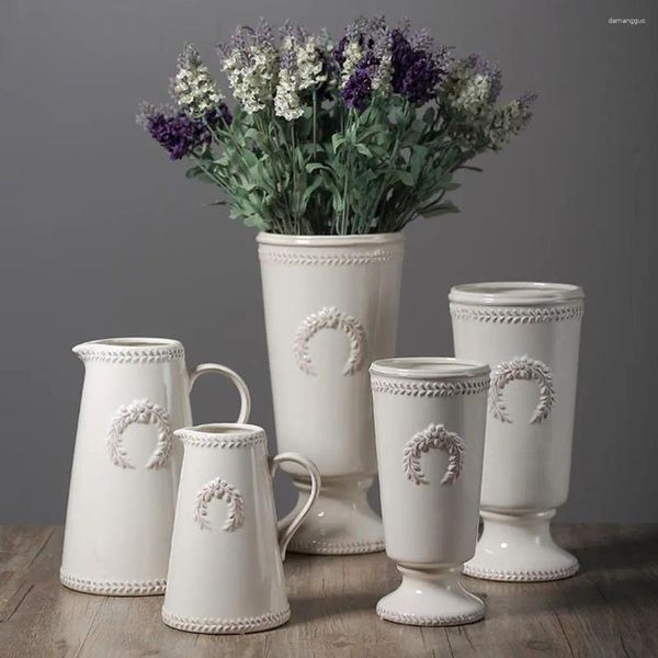 Вазы Керамическая ваза для цветов Декор Декоративное украшение стола для гостиной Крытая полка Офис Свадебные центральные детали
