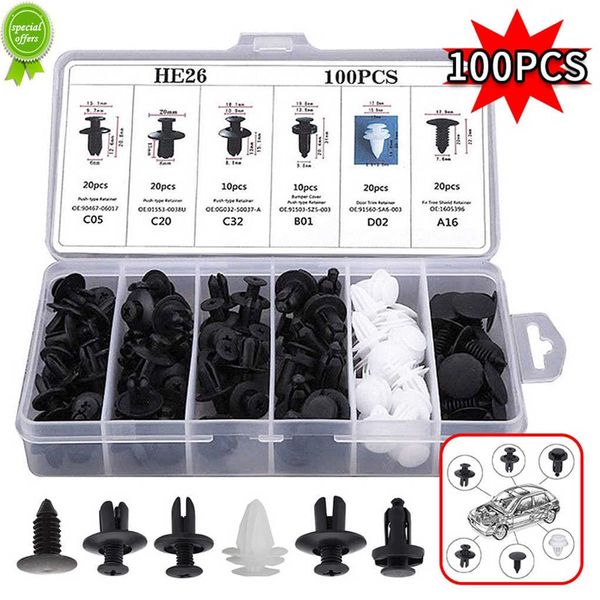 100 Stück Auto Fastener Clip Auto Fender Push Retainer Pin Rivet Bumper für Türverkleidung Retainer Box Paket