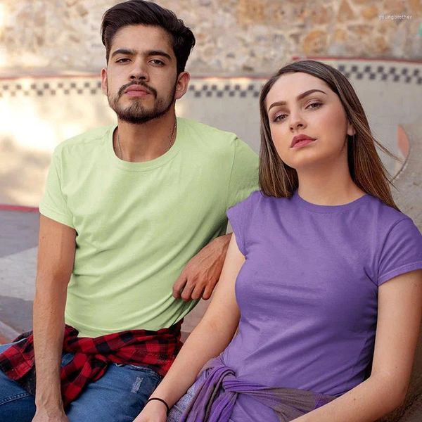 Magliette da uomo Top T-shirt bianca Tinta unita bianca 180G Moda donna Manica corta con prezzo di fabbrica