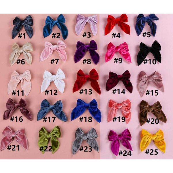 Fermaglio per capelli con fiocchi in velluto per ragazze dolci 25 colori per bambini color caramella Mollette con fiocco per bambini accessori principessa forcine Q4353