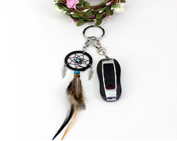 Pequeno feito à mão sinos de vento pena sonho apanhador chaveiro decoração saco de carro pendurado decoração pingente ano novo presente dreamcatcher 20213567686