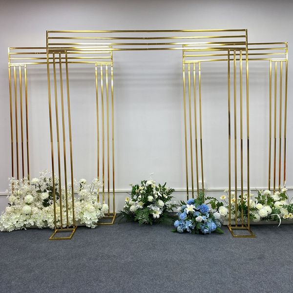 Decoração Arco dourado Decoração Decoração de ferro forjado Arques Decoração de cenário de cenário de casamento Gold Flor da geometria FLOR ARTIFICIAL IMAKE825