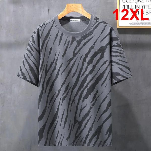 Homens camisetas Plus Size 10XL 12XL T-shirt Homens Verão Camisa de Manga Curta Zebra Stripes Tops Tees Masculino Grande Camisetas