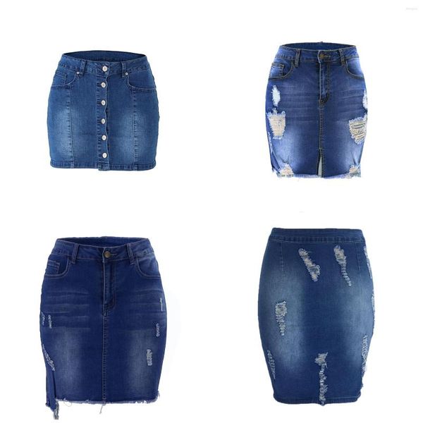 Gonne Gonna di jeans per le donne Mini anca sexy con bottoni in metallo Bellissime nappe estive da donna