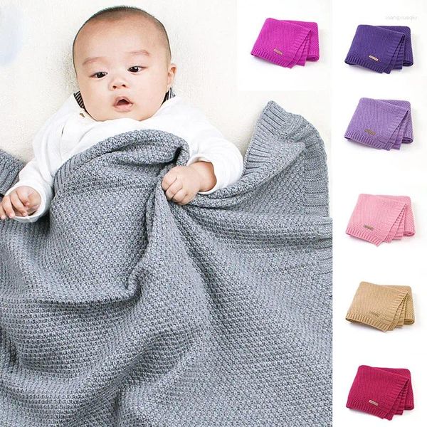 Coperte Coperta per neonati Lavorata a maglia morbida per fasce per bambini, per passeggini, trapunte per bambini, lettino, divano, cestino