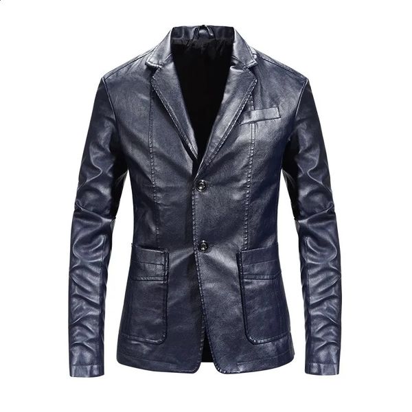 Giacca da uomo in pelle ecopelle primavera autunno moda casual bavero abito in pelle cappotto / moda maschile business casual giacca blazer 231118