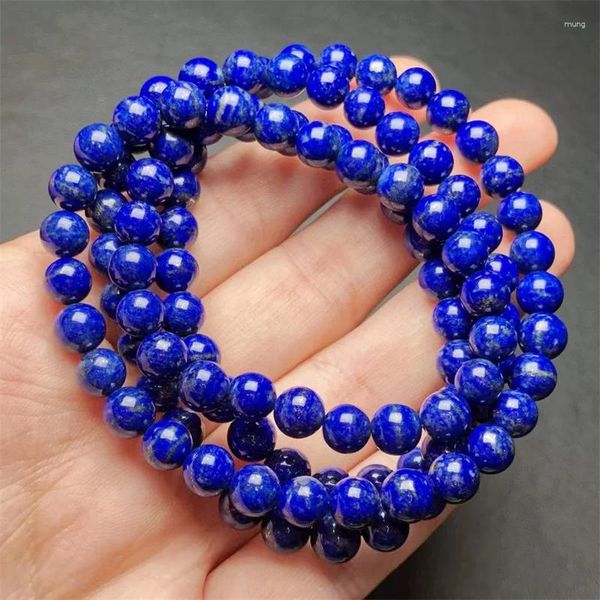 Braccialetti di collegamento Lapislazzuli naturale Bracciale a triplo cerchio Fatto a mano Fortuna Energia Bracciale Minerale Donna Amuleto Gioielli Regalo 1 PZ 6,6 mm