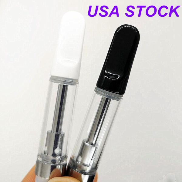 Atomizzatori a bobina in ceramica Cartucce Vape USA STOCK 0,5 ml 0,8 ml Capacità 1,0 ml Bianco Nero Colori 510 Discussione Carrelli per serbatoi in vetro trasparente Sigarette elettroniche vuote