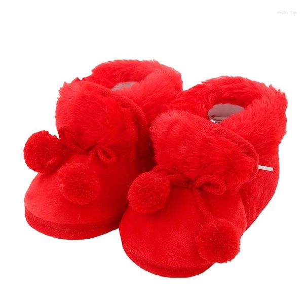 Primeiros caminhantes Yileegoo infantil inverno quente botas de neve pequenos pompons decorados pelúcia para tempo frio