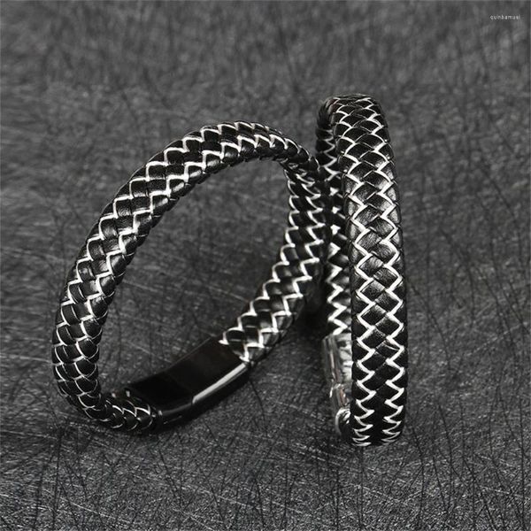 Link pulseiras retro simples multi-fio trançado corda de couro masculino pulseira na moda magnética para mulheres moda jóias