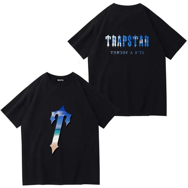 Trapstar designer t camisas homem mulher moda roupas de grandes dimensões camiseta algodão verão marca topos 2023