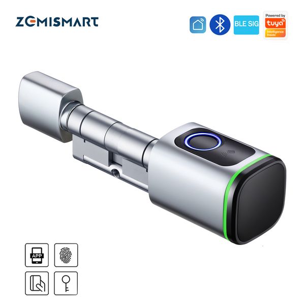 Smart Lock Zemismsart Tuya ble ble por porta eletrônica bloqueio diy cilindro núcleo de impressão digital Chaves IC CARTA DESBLOCA