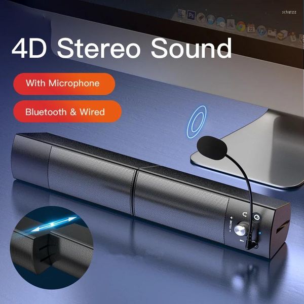 Alto -falantes combinados Computador destacável Bluetooth Bar Bar Surround Sound Subwoofer para PC Laptop USB Wired Dual Music Player