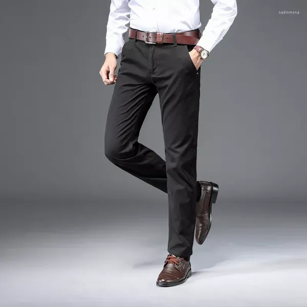 Calça masculina homens heterossexuais casuais 97% algodão 3% spandex homem calça grossa de cáqui plus tamanho 28-40 Marca cor de outono de inverno moda