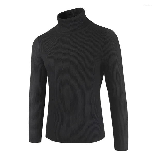 Maglioni da uomo Maglione dolcevita accogliente Maglione lavorato a maglia invernale Tinta unita M 3XL Taglie Nero/Bianco/Rosso/Albicocca/Blu scuro