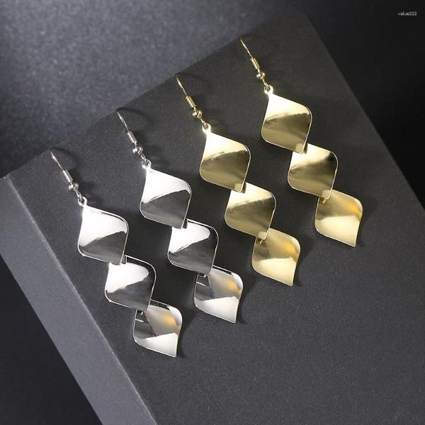 Orecchini pendenti geometrici pendenti per le donne piercing coreano semplice metallo color oro paillettes accessori per gioielli orecchio all'ingrosso E287