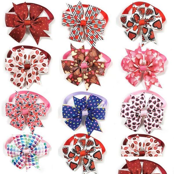 Vestuário para cães Pet Dog Vestuário Bow Ties Collar Bows Filhote de Cachorro Gravatas Pequeno Gato Grooming Suprimentos Drop Delivery Home Garden Pet Supplies Dog Dhpia