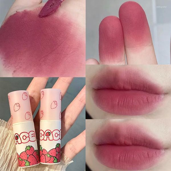 Lipgloss 6 Farben Strawberry Matte Waterproof Velvet Nude Red Flüssiger Lippenstift Dauerhafte Antihaft-Cup-Schlamm-Make-up-Kosmetik