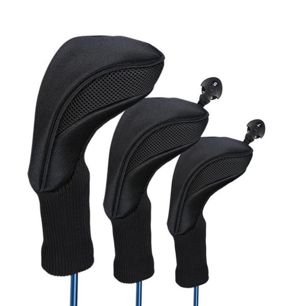 Copritesta da golf neri Driver 1 3 5 Copritesta in legno da fairway per mazze da golf Adatto a tutte le mazze da fairway e driver 3Pc307A6177875