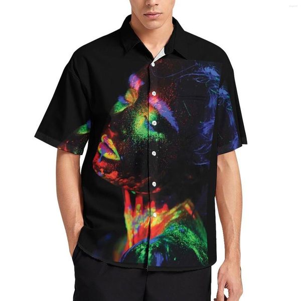 Camisas casuais masculinas Camisa de arte de arte de arte praia feminina e machos havaianos macho retro roupas de manga curta de manga curta plus size 4xl