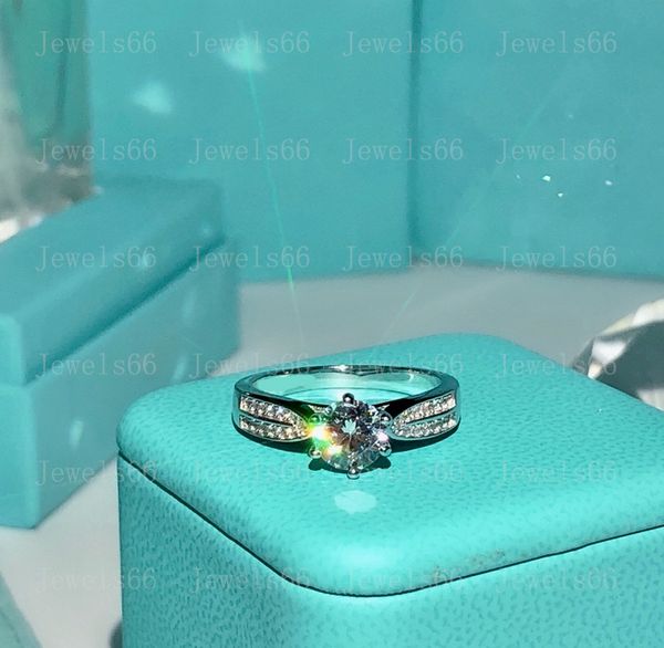 anello di fidanzamento solitario con diamante rotondo classico di design anello di nozze con diamante Designer Women Rings anelli di fidanzamento per donne