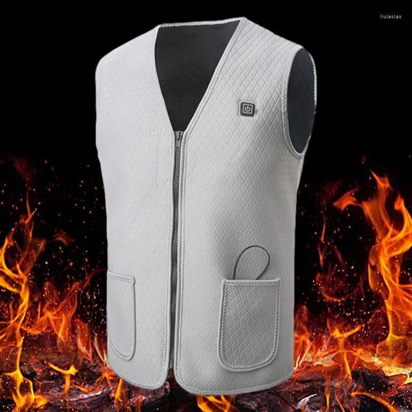 Gilet da uomo Gilet riscaldante intelligente Controllo della temperatura a 3 velocità USB Elettrico termico caldo Uomo Donna Alimentazione mobile non inclusa per caccia/escursionismo