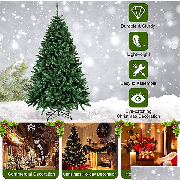 Decorações de Natal 2,4m 2,1m 1,8m 1,5m 1,2m Criptografia Verde PVC PVC LARGE Decoração de árvore de Natal 2023 Diretor de queda de ano novo H Dhtrh