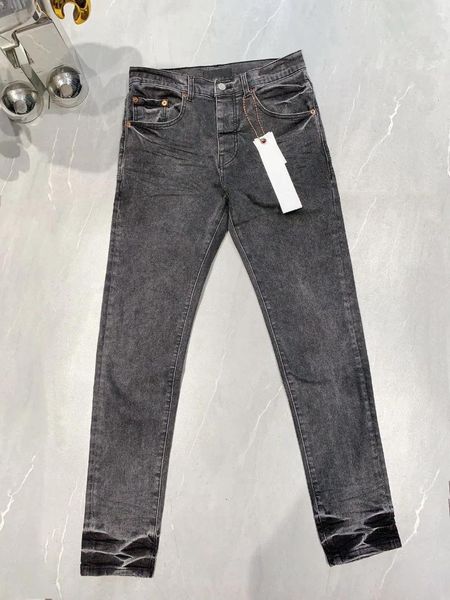 Jeans da uomo Moda uomo Viola retrò grigio elasticizzato skinny dipinto strappato pantaloni di marca hip hop firmati High Street