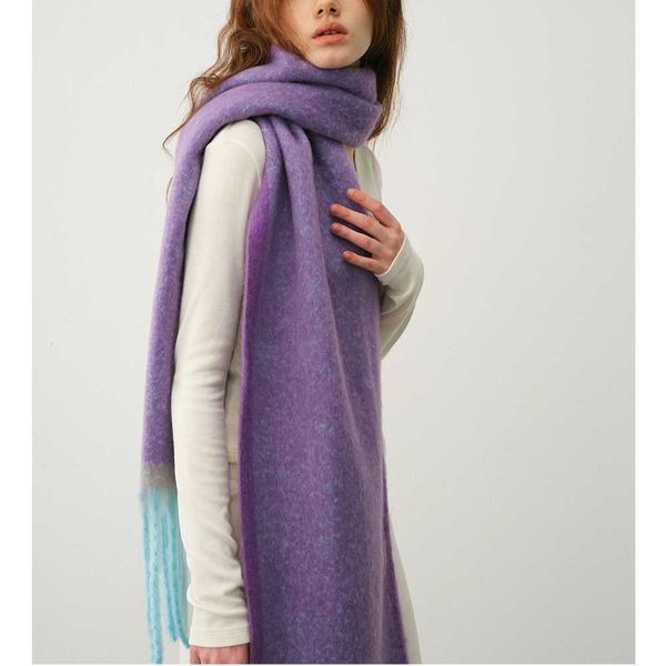 Sciarpa con nappe in cashmere imitazione bordo color block del designer svedese nuova sciarpa morbida per l'atmosfera invernale da donna 231015