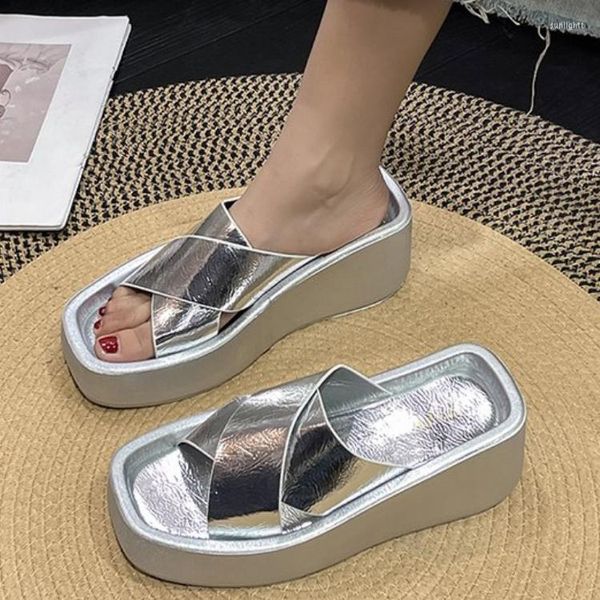 Scarpe eleganti Designer Fashion Pantofole per il tempo libero da donna a contratto Piattaforma con sandali a punta aperta