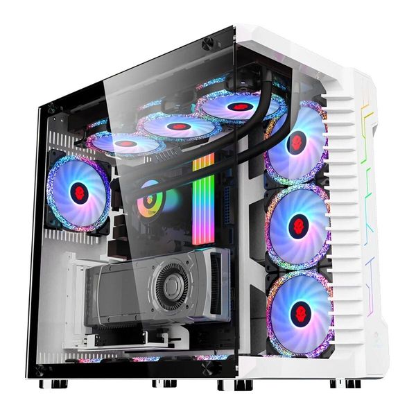 Custodie per computer Gamekm Robin Custodia da gioco Mid-Tower Side Pannello in vetro temperato trasparente Micro-Atx Atx Rgb Usb 3.0 1.0Hdd Ssd per Deskt Dhhrg