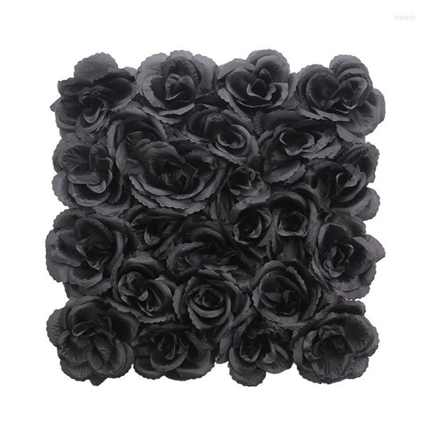 Decoração de festa 25x25cm Black Wedding Flor Wall Wall Gothic Halloween estilo escuro Decorativo Silk Fabric Row Backgrody