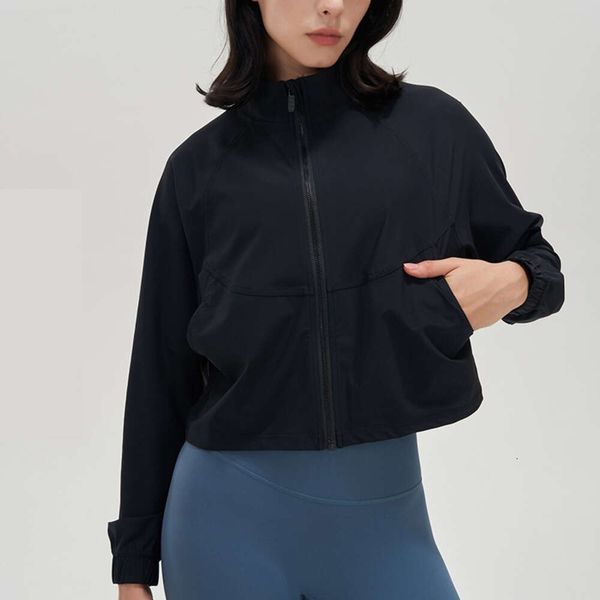 Lu Lu Align Donna Giacche Colletto alla coreana Definisci Sport Yoga Limoni Giacca Fitness Donna rkout Top Donna Manica lunga Zip Cappotto casual con tasca Protezione solare Asciugatura rapida LL