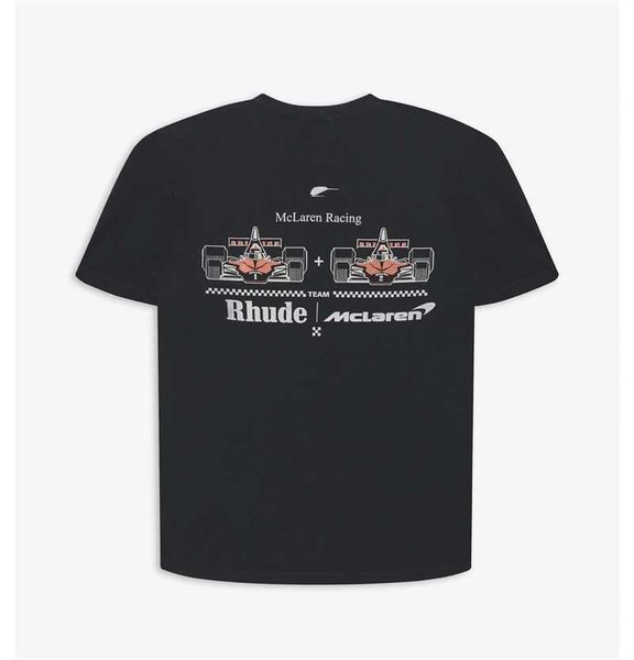 Tasarımcı Moda Giyim Tişörtleri Hip hop Tişörtleri Rhude Joint Limited Formula F1 Yarışı Baskılı Tişört Amerikan High Street Trend Brand Loose Os Cotton Summer