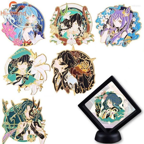 Broches pinos anime genshin impacto broche wendi keqing metal bloet butge collection collection pingente figurive presentepins kirk22