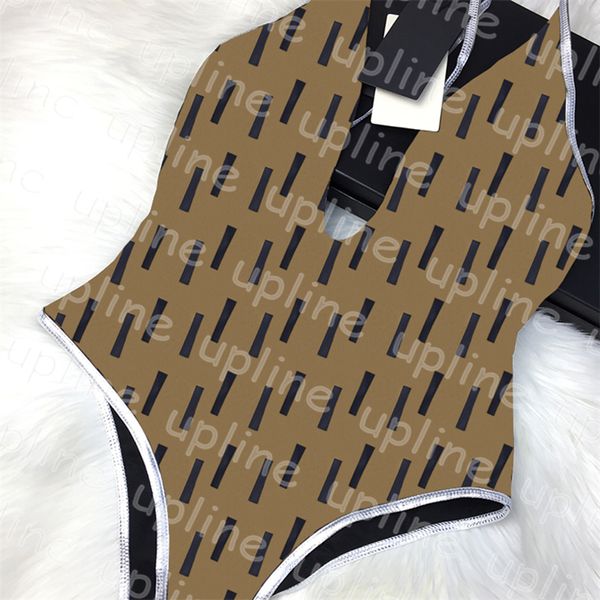 Costume da bagno da donna a V profondo con stampa di lettere, bikini intero, costume da bagno sexy con imbracatura incrociata, biquini da bagno ad asciugatura rapida con imbottitura