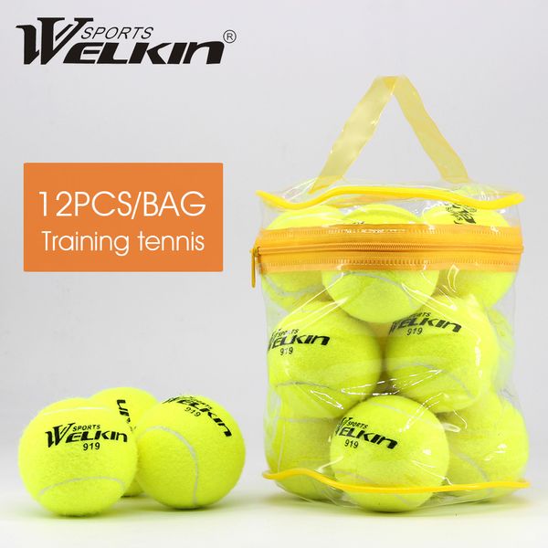 Tennisbälle, 12 Stück, hochwertiger Elastizitäts-Tennisball für das Training, Sport, Gummi-Woll-Tennisbälle für das Tennistraining mit kostenloser Tasche 230419