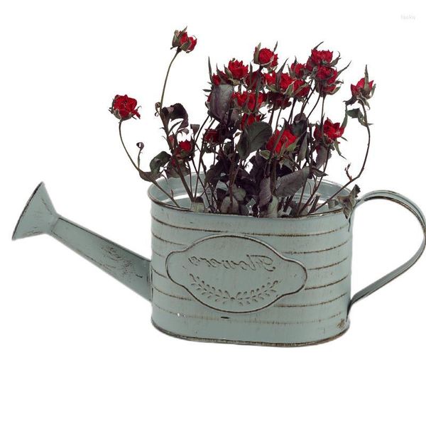 Vazo Çiçekler Jug Vazo Metal Galvanizli Çiçek Shabby Chic Vintage Farmhouse Süt Kutu Ev Dekorasyon