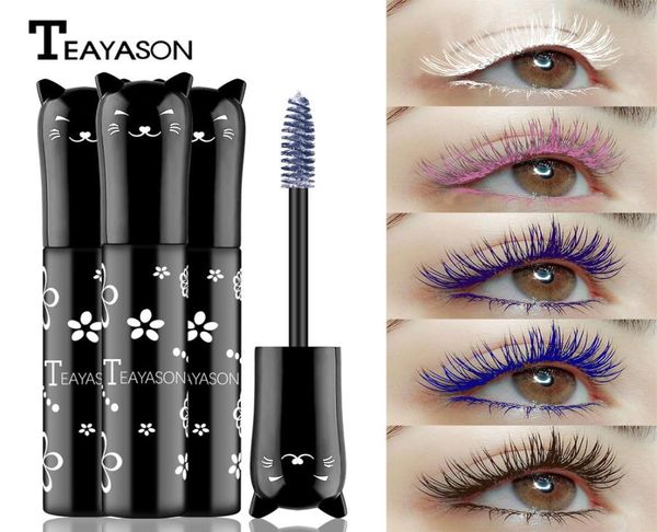 Mascara colorato Impermeabile Ciglia ad asciugatura rapida Curling Allungamento Trucco Ciglia Blu Verde Rosa Viola Nero Bianco Inchiostro Mascar8203388